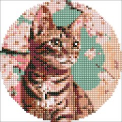 Купити Чарівне кошеня ©art_selena_ua Алмазна мозаїка на підрамнику круглої форми діаметром 19см  в Україні