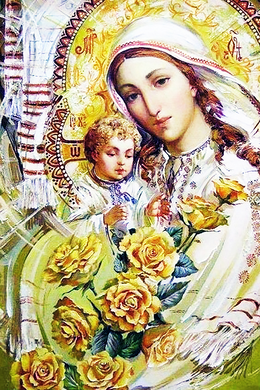 Купить Божья Матерь – Розы Набор алмазной мозаики 60 х 40 см  в Украине