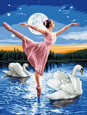 Купить Алмазная мозаика на подрамнике маленькая Балерина и лебеди  в Украине
