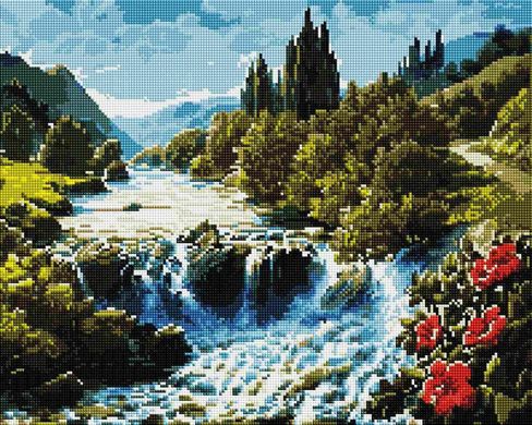 Купити Алмазна мозаїка 40х50 Красивий водоспад  в Україні