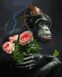 Мавпа з трояндами Полотно для малювання по цифрам, Подарункова коробка, 40 х 50 см