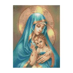 Купить Богородица с младенцем Алмазная вышивка круглыми камушками На подрамнике  в Украине