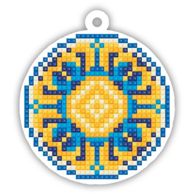 Зірка Набір для виготовлення патріотичної кульки алмазною мозаїкою на деревʼяній основі DMS-002(4)