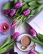 Тюльпаны и кофе Алмазная мозаика круглыми камушками 40х50см УЦЕНКА, Да, 40 x 50 см