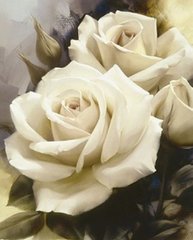 Купити Білі троянди. Набір для алмазної вишивки квадратними камінчиками.  в Україні