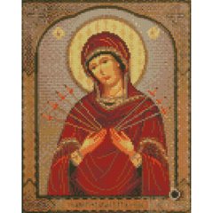 Купити Діамантова мозаїка Семистрільна ікона Божої Матері Круглі камінчики 30х40 см (HX468)  в Україні