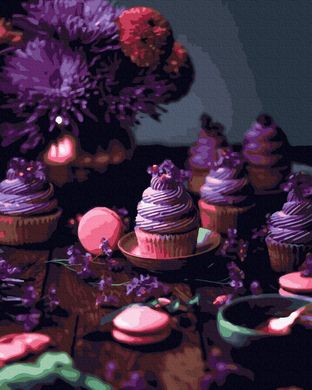 Купить Фиолетовый десерт Картина антистресс по номерам без коробки  в Украине