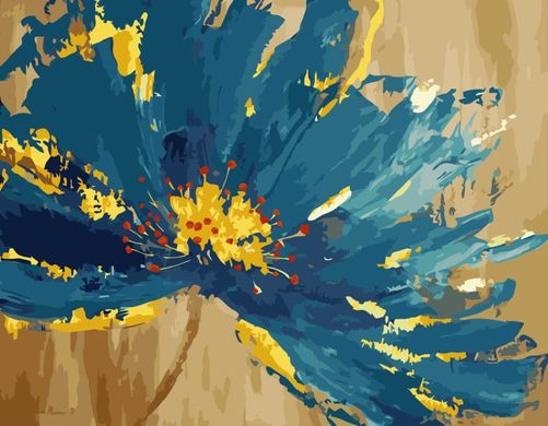 Купить Рисование картин по номерам (без коробки) Синий цветок с золотой рамкой  в Украине