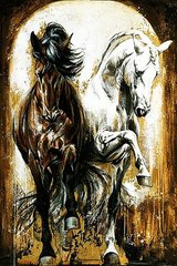 Купить Алмазная мозаика с полной закладкой полотна Пара прекрасных лошадей худ. Elise Genest  в Украине