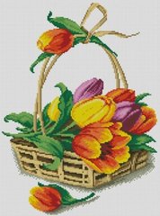 Купить 30706 Корзина тюльпанов. Алмазная мозаика(квадратные, полная)  в Украине