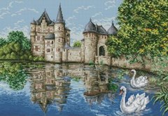 Купить Алмазная вышивка ТМ Dream Art Замок у озера (лебеди)  в Украине