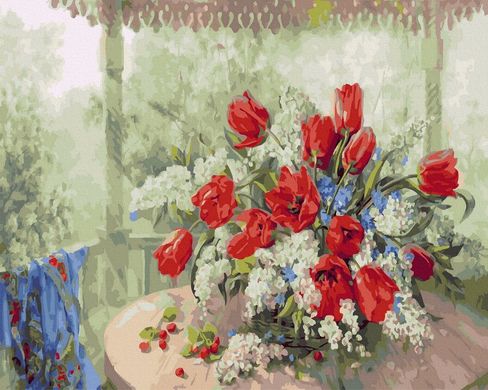 Купить Рисование картин по номерам (без коробки) Тюльпаны и ландыши  в Украине