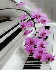 Купить Орхидея на фортепиано Антистрес раскраска по цифрам без коробки  в Украине