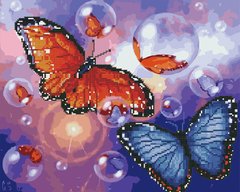 Купить Бабочки с бульбашками Алмазная картина раскраска 40 х 50 см  в Украине