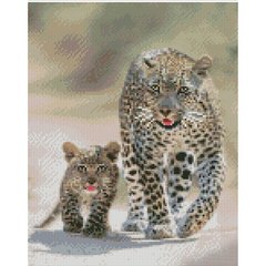 Купити Леопардова сімейка 30х40 см (KB033) Набір для творчості алмазна картина  в Україні