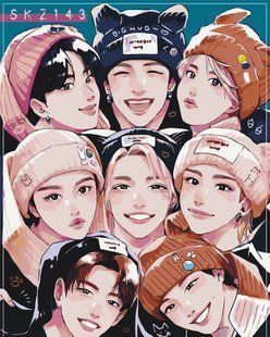 Купити K-pop, Stray Kids (стрей кідс) Картина за номерами на полотні 40 х 50 см  в Україні