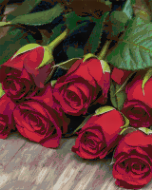 Купить Красные розы Алмазная мозаика квадратные камни  в Украине