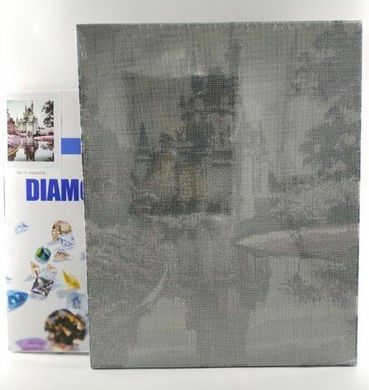 Купити Алмазна мозаїка квадратними каменями на підрамнику. Цуценятко з квітами  в Україні