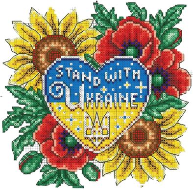 Купити STAND WITH UKRAINE Патріотична алмазна мозаїка квадратні стрази  в Україні
