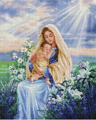 Купити Алмазна мозаїка Діва Марія з Ісусом 40х50см  в Україні