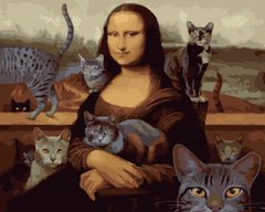 Купити Mona Lisa з котами Живопис за номерами 40 х 50 см  в Україні