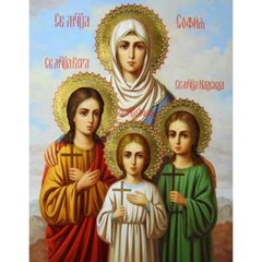 Купить Мозаичная картина Икона Веры, Надежды, Любви и их матери Софии (подвесной вариант)  в Украине