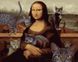 Мона Лиза с котами Картина по номерам 40 x 50 см, Без коробки, 40 х 50 см