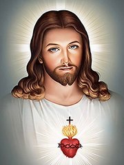 Купити Серце Ісуса Набір для алмазної мозаїки на підрамнику 30х40см  в Україні