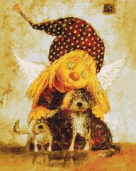 Купить Картина раскраска по номерам Ангелок с собачками 40 х 50 см (без коробки)  в Украине