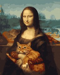 Купити Цифровий живопис, картина без коробки Монна Ліза з котом  в Україні