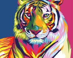 Купити Дитяча картина за номерами маленького розміру Райдужний тигр  в Україні