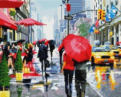 Купити Дощ у Нью-Йорку Алмазна картина на підрамнику 40 х 50 см  в Україні