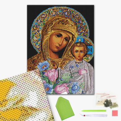 Купить Алмазная мозаика На подрамнике Икона Мария и Исус 40х50 см  в Украине
