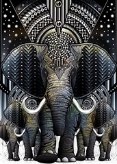 Купити Діамантовая мозаика 5D Слони - символ мудрості, достатку та щастя -2  в Україні