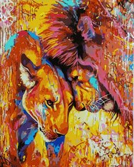 Купити Картина за номерами (без коробки) Акварельна любов левів  в Україні