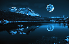 Купити 5D Місячний пейзаж в горах-2 Алмазна мозаїка картини великих розмірів з дзеркальними камінчиками  в Україні