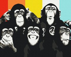 Купить Раскрашивание по номерам Портрет шимпанзе (без коробки)  в Украине