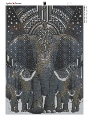 Купити Діамантовая мозаика 5D Слони - символ мудрості, достатку та щастя -2  в Україні