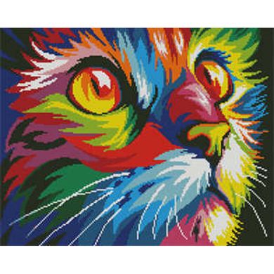 Купить Алмазная мозаика 40х50 см квадратными камушками Поп-арт радужный кот  в Украине