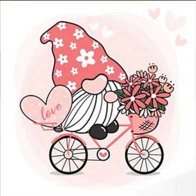 Купить Гномик с цветами на велосипеде Набор для алмазной мозаики 30х30см На подрамнике  в Украине