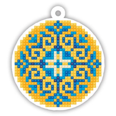 Вензеля Набір для виготовлення патріотичної кульки алмазною мозаїкою на деревʼяній основі DMS-002(9)