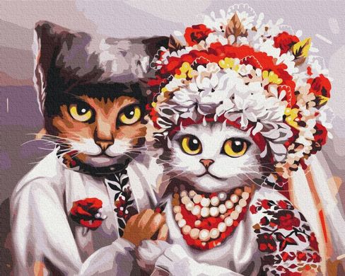 Купить Свадьба украинских котиков ©Марианна Пащук Картина по номерам (без коробки)  в Украине