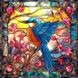 Тендітна пташка в квітах Райдужна алмазна мозаїка квадратні стрази