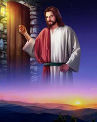 Купити Ісус стукає у двері Діамантова вишивка На Підрамнику, квадратні камінчики 40х50см  в Україні