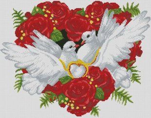 Купить Голуби (свадебные) Набор для алмазной вышивки с полной закладкой квадратными камнями  в Украине