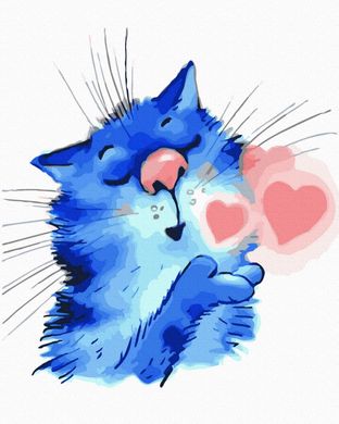 Купить С любовью, синий кот Картина по номерам 40 x 50 см  в Украине
