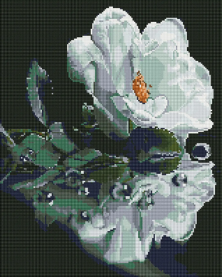 Купити Біла троянда Діамантова мозаїка 40x50  в Україні