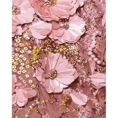 Купить Розовые цветы Рисование картин по номерам (без коробки) 40х50см с золотыми краскам  в Украине