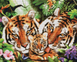 Сім'я тигрів Алмазна вишивка Квадратні стрази На підрамнику