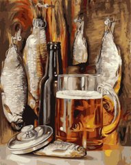 Купить Цифровая живопись, картина без коробки Пиво с рыбкой  в Украине
